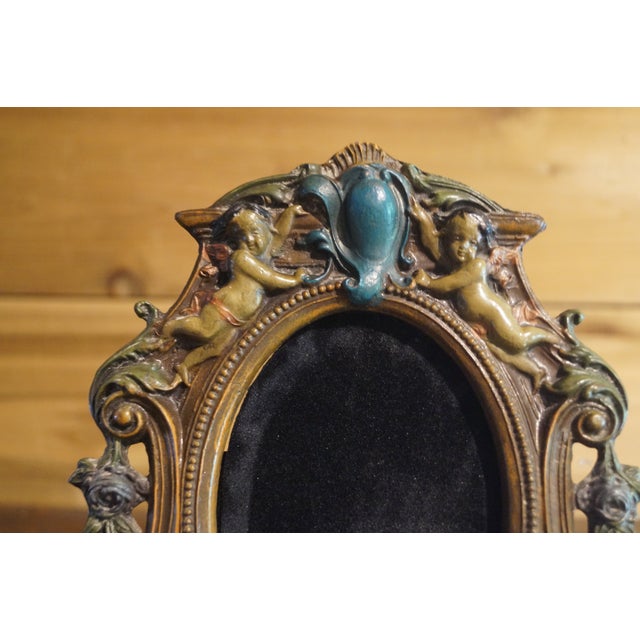 1930s Ornate Cherub Figural Picture Frame For Sale - Image 4 of 8