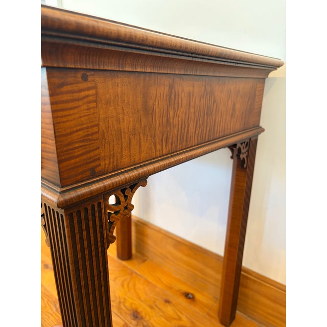 Wood Chippendale Style Tiger Maple Side Table For Sale - Image 7 of 12