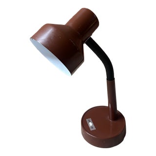 Vintage Retro 1970s Brown Gooseneck Adjustable Task Lamp For Sale