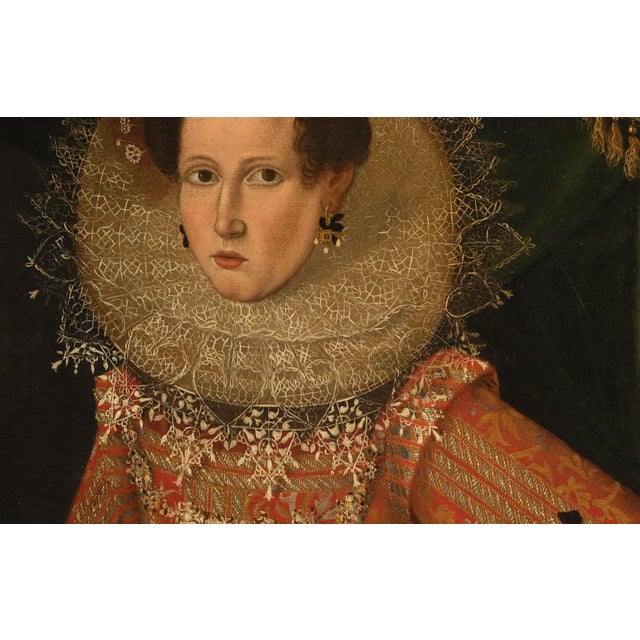 Workshop of Alonso Sanchez Coello, Portrait of a Noblewoman, 17th Century, Oil Painting on Canvas For Sale - Image 4 of 16