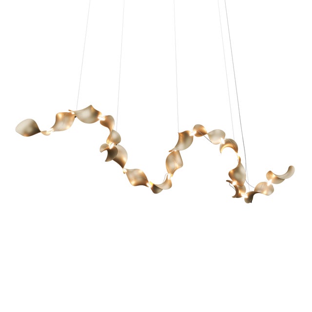 Dune 16 Curve Chandelier with Shades in Gold Metallic Tone by Daniel Becker for Moss Objects For Sale - Image 9 of 9