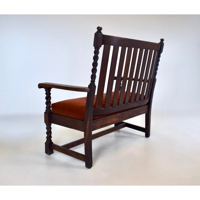 Wood Stickley Brothers Mission Oak Bench Settee Slat Back Barley Twist Legs For Sale - Image 7 of 11
