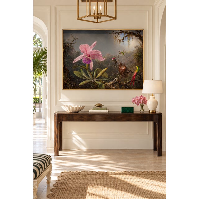 Victorian 1871 Vintage Hummingbird and Orchid Tropical Art Print by Martin Johnson Heade - 48" X 36" For Sale - Image 3 of 7