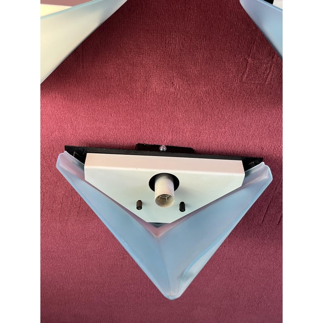 Metal Vintage Italian Triangular Wall Lamps from Vetri Murano, 1970s, Set of 3 For Sale - Image 7 of 12