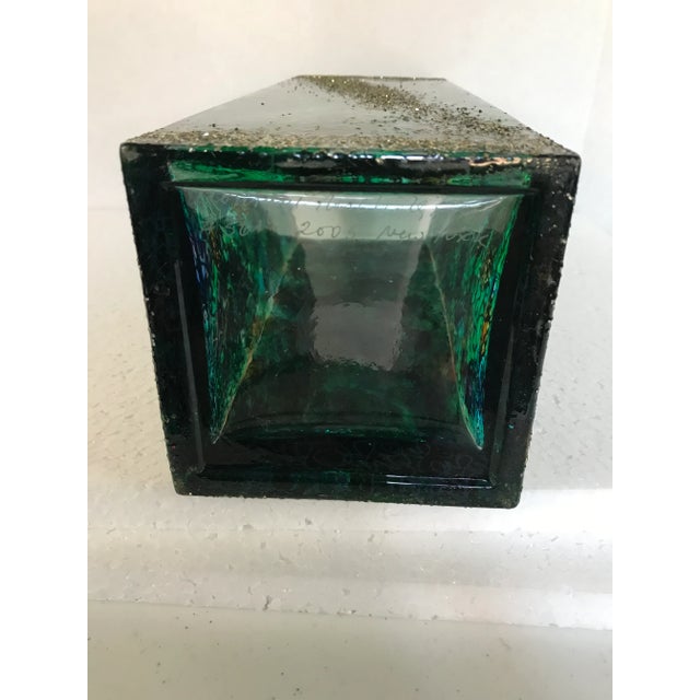 Green 2000s Original One of a Kind Tall Square Blue-Green Color Mix Vase Signed by Monique Nichols For Sale - Image 8 of 12