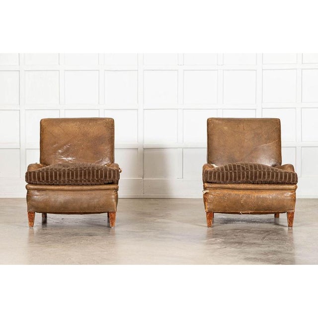 20th Century English Sprung Leather Armchairs, 1920, Set of 2 For Sale - Image 6 of 11