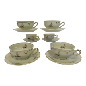 Early 20th Century Winterling Bavaria Bone China Children's Tea Cups & Saucers / Set of 6