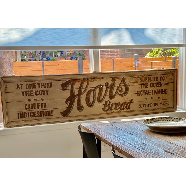 Victorian Late 1800s Antique Victorian English Monumental ‘Hovis Bread’ General Store Trade Advertising Sign, Hand Painted on a Door Panel For Sale - Image 3 of 12