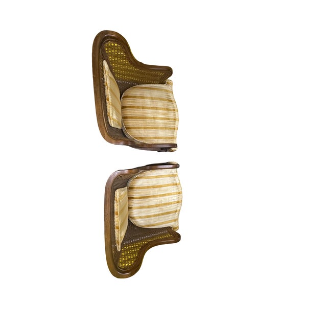 Wood Pair of Mid 20th Century Cane Barrel Lounge Chairs by American of Martinsville For Sale - Image 7 of 10