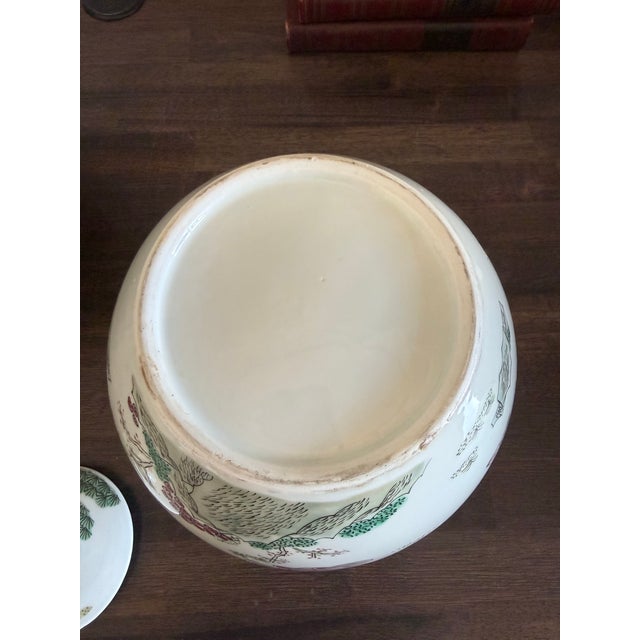 Ceramic Pair Vintage Chinese Melon Jars | Famille Rose Porcelain Ginger Jars For Sale - Image 7 of 12
