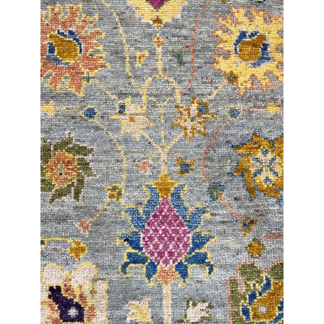 2020s Fiona Oriental Gray Hand-Knotted Wool Rug Carpet, Allover Jewel Tone Design For Sale - Image 5 of 6