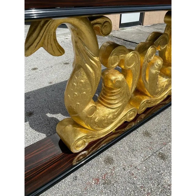 Art Deco French Art Deco Macassar Ebony Giltwood Console Table 1930s For Sale - Image 3 of 11