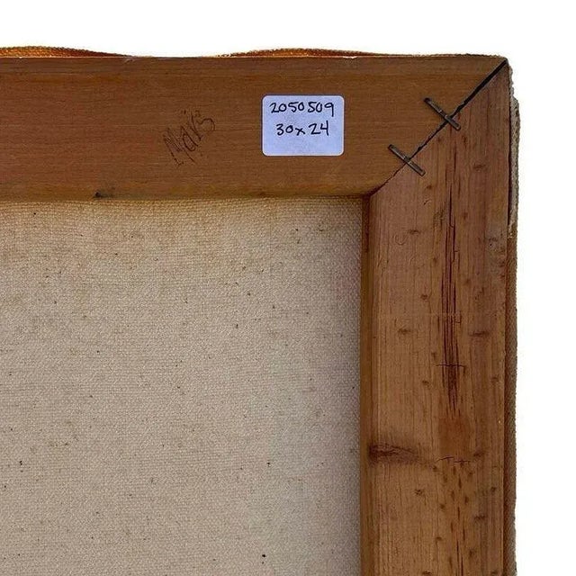 Purple 1990s Abstract Expressionist Multi-colored Figures Oil on Canvas Signed Mars For Sale - Image 8 of 8