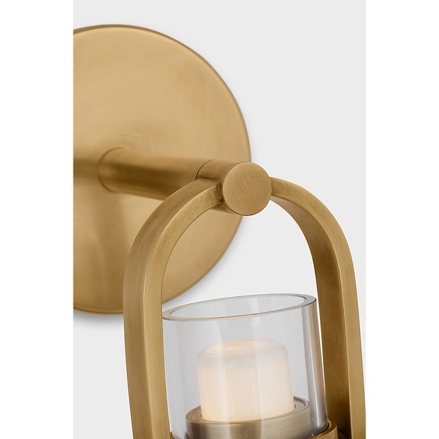 2020s Ian K. Fowler for Visual Comfort Signature Larkin Small Empire Bracketed Sconce in Hand-Rubbed Antique Brass with Clear Glass For Sale - Image 5 of 6