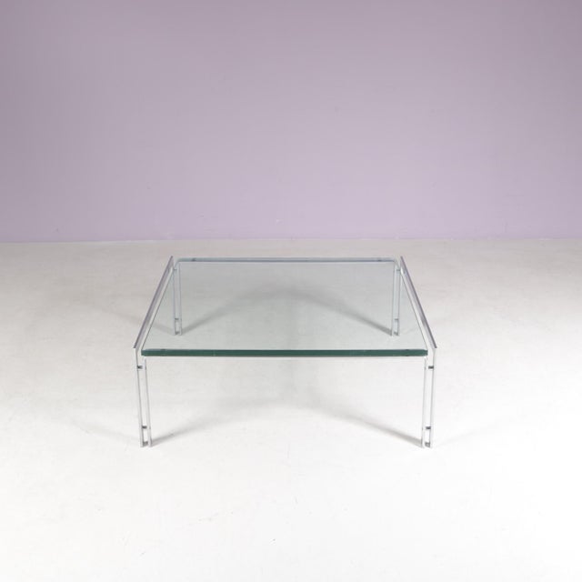 Coffee Table with Chrome Frame and Glass Top by Hank Kwint for Metaform, Netherlands, 1960s For Sale - Image 4 of 14