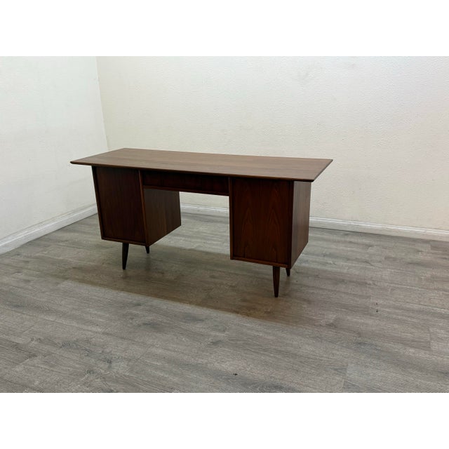 Wood Mid Century Modern Desk For Sale - Image 7 of 11