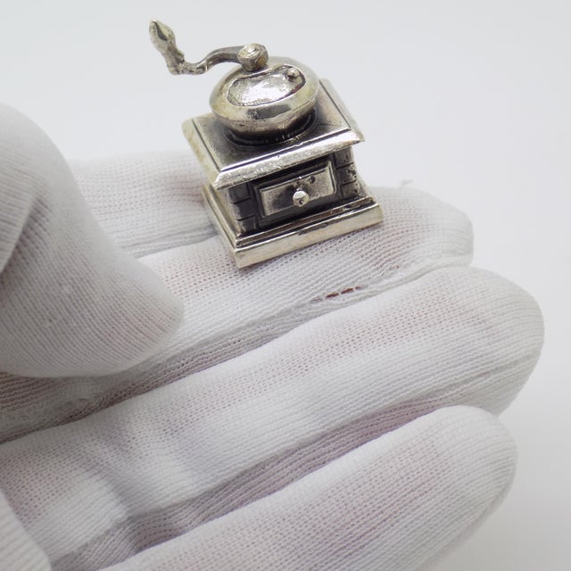 Elegant vintage Italian handmade genuine silver grinder dollhouse miniature, finely crafted and rich in detail. A high...