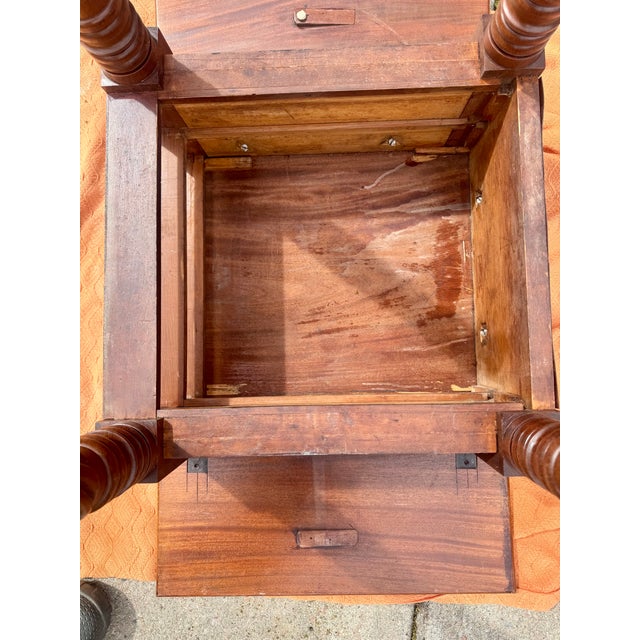 Antique Flame Mahogany Drop-Leaf Work Table With Rope Twist Legs, C. 1840-1860 For Sale - Image 11 of 11