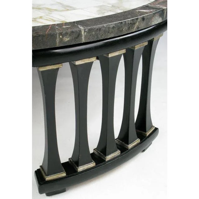 Round Triple Colonnaded Marble Patchwork Top Coffee Table For Sale - Image 4 of 8