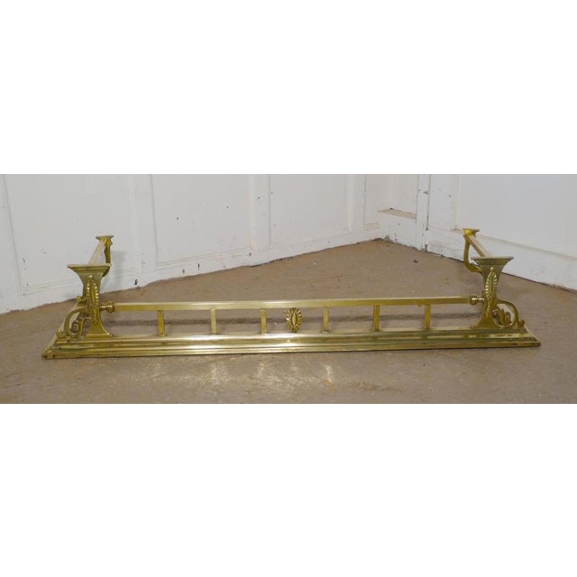 Large Victorian Art Nouveau Brass Fender, 1880s For Sale - Image 6 of 7