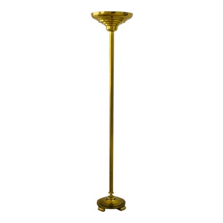 Stiffel Vintage Solid Brass Art Deco Torchiere Floor Lamp For Sale