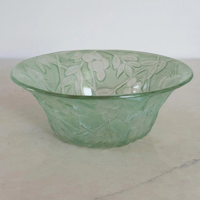 Early 20th Century Antique Consolidated Glass in Green Wash With Olive Branch Design Bowl For Sale - Image 5 of 10