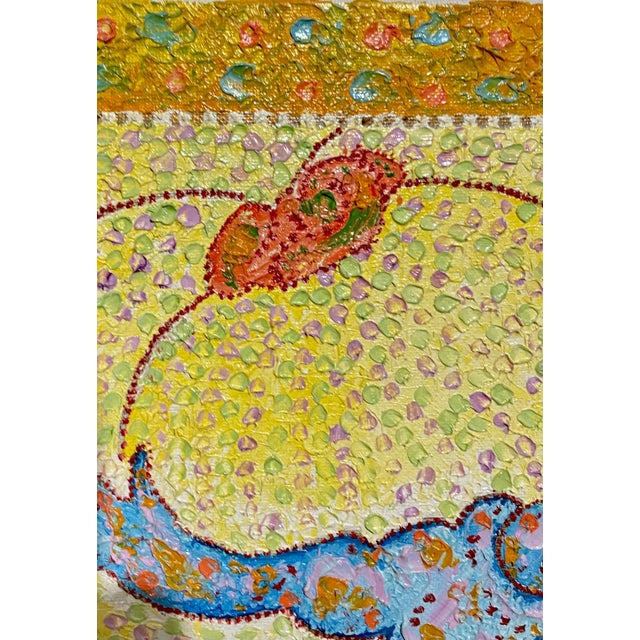 Textile Madeline Christine Clavier, Whimsical French Folk Art, Naive, Oil Painting Madeline Marie Christine Clavier For Sale - Image 7 of 9