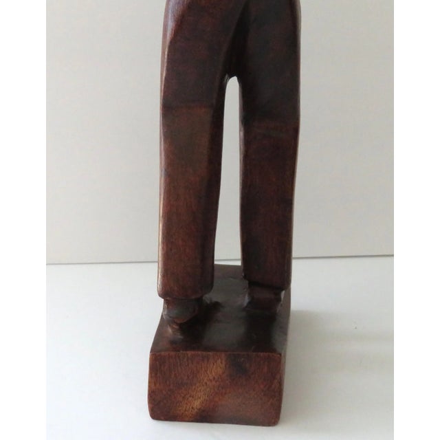 Wood Late 20th Century Hand-Carved Wooden African Tribal Hunter Statue For Sale - Image 7 of 11