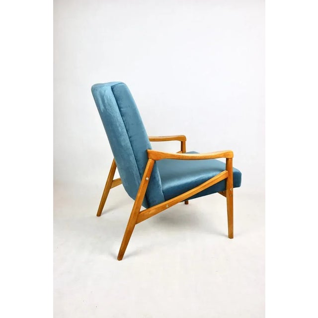 Czech Model Armchair in Ocean Blue attributed to Jiri Jiroutek, 1970s For Sale - Image 3 of 13