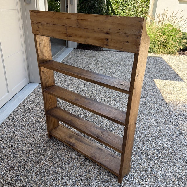 Vintage Rustic Pine Shallow Bookcase With Scalloped Detail For Sale - Image 9 of 12
