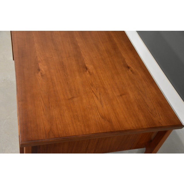 Wood Mid 20th Century Refinished Danish Modern Teak Desk For Sale - Image 7 of 10