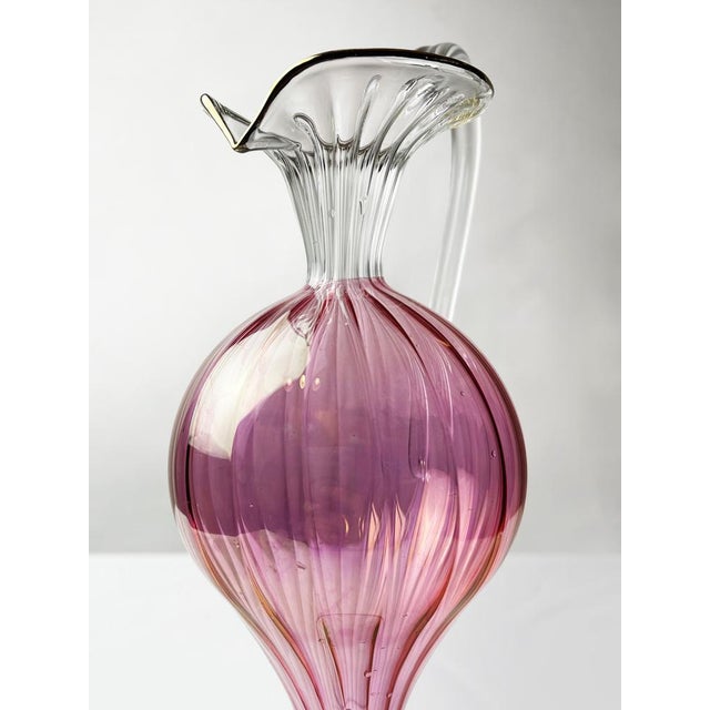 Mid-Century Modern Murano Pink Venetian Glass Pitcher, 1940s For Sale - Image 12 of 14