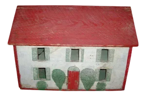 Early 20th Century Paint Decorated Folk Art Wooden Doll House