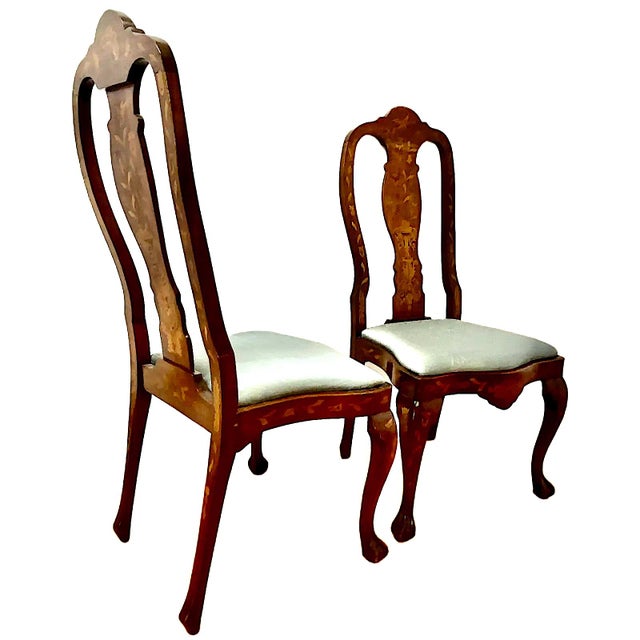 Wood Pair of 19th-Century Dutch-Style Inlaid Side Chairs For Sale - Image 7 of 13
