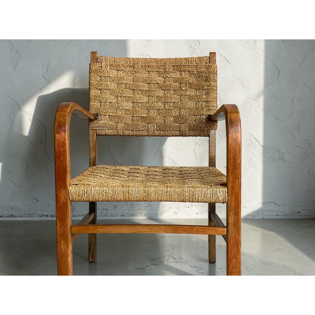 Scandinavian Modern Beech and Woven Rope Armchair by Axel Larsson for Bodafors, 1930s For Sale - Image 9 of 12