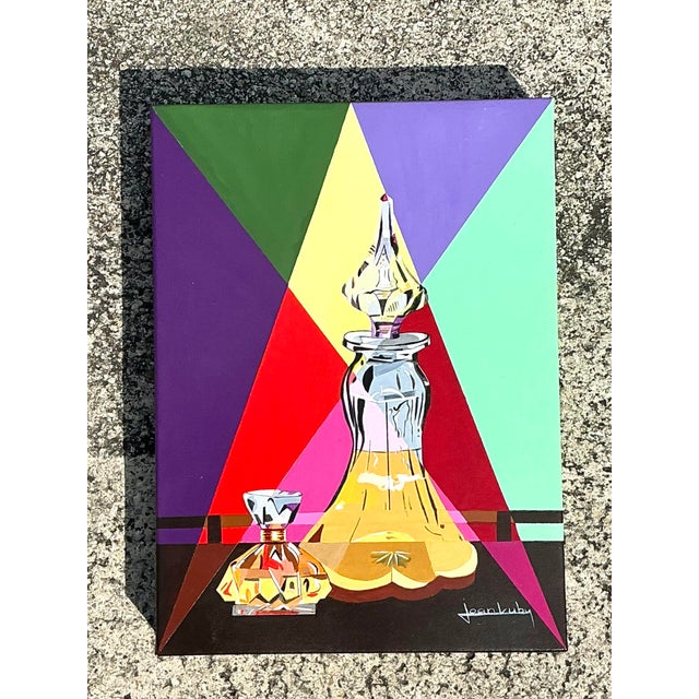 Mid-Century Modern Vintage Original Bottle Oil Painting on Canvas For Sale - Image 3 of 12