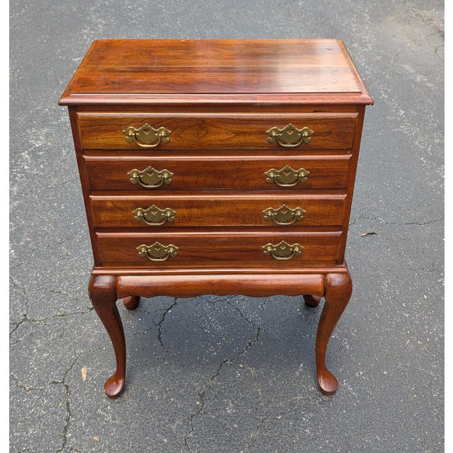 Wood Vinage Solid Cherry Queen Anne Style Silverware Chest For Sale - Image 7 of 12