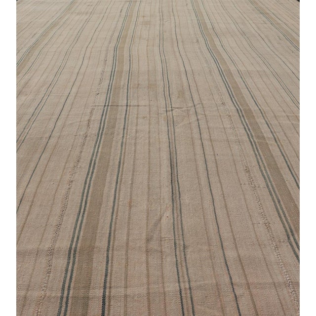 Textile Turkish Vintage Kilim Rug With in Earthy Tones With Stripes 7'6" X12'8" For Sale - Image 7 of 10