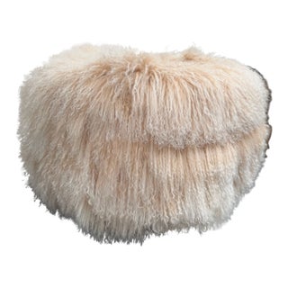 Blush Tibetan Lamb 24" Ottoman by Outpost Original For Sale