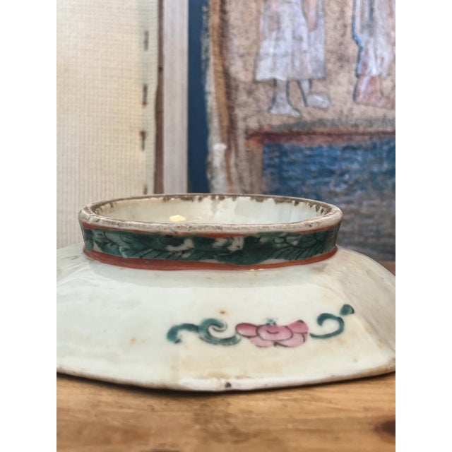 1900 - 1909 Antique Chinoiserie Style Hand Painted Dish, Circa 1900 For Sale - Image 5 of 7
