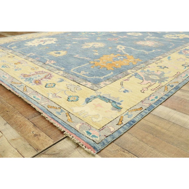 Modern Blue Oushak Rug - 09'04 x 12'01 For Sale In Dallas - Image 6 of 10