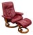 Mid Century Danish Modern Lounge Chair Leather Ekornes Red Recliner Ottoman For Sale