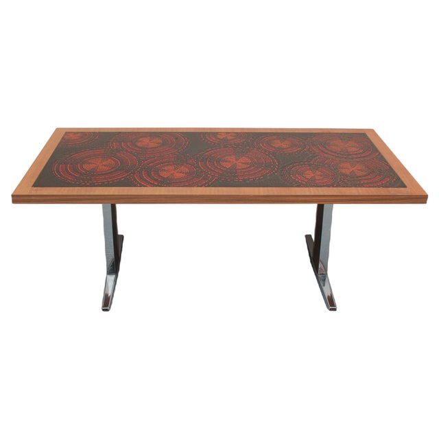 Height Adjustable Enamel Coffee Table, 1970s For Sale