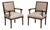 Pair of 19th Century French Chestnut Brown Louis XVI Oak Upholstered Armchairs For Sale