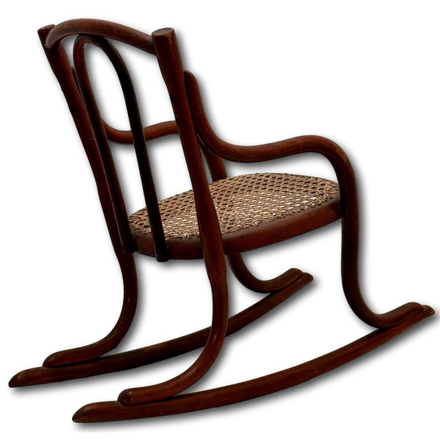 Unusual Antique Very Small Doll Size Bentwood Rocking Chair Possibly a Salesman Sample - Measures 15 Inches Tall For Sale - Image 13 of 18