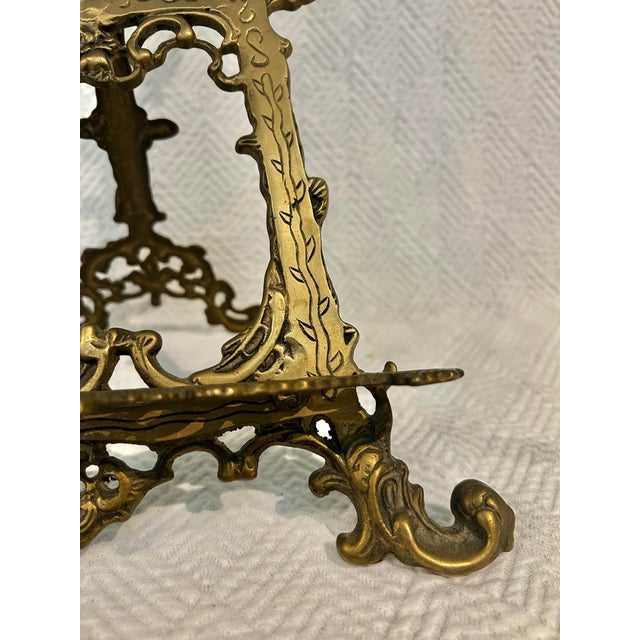 Mid 20th Century Victorian Style Cast Brass 15.5” Table Top Easel or Book Stand For Sale - Image 10 of 11