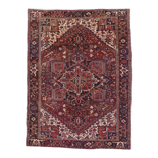 Antique Persian Heriz Rug, 09'03 X 12'04 For Sale
