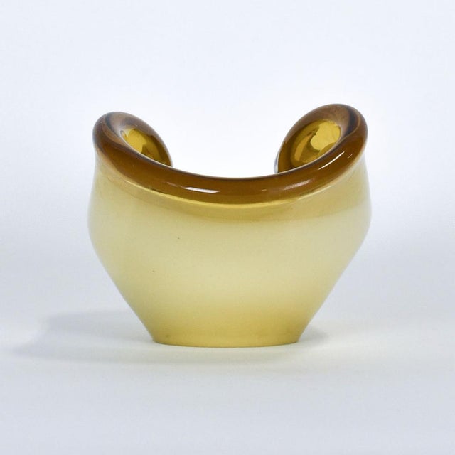 Mid-Century Modern 1960s Amber & Brown European Art Glass Bowl For Sale - Image 3 of 10