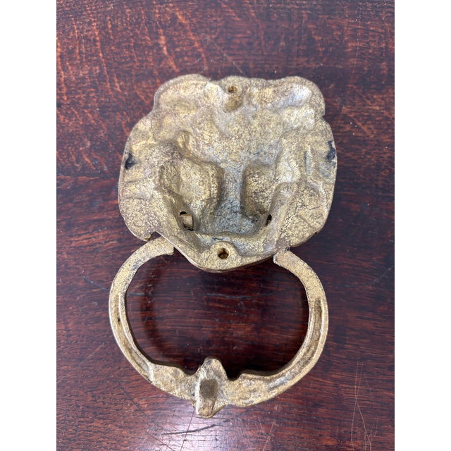 Mid 20th Century Vintage English Brass Lion Door Knocker For Sale - Image 5 of 5