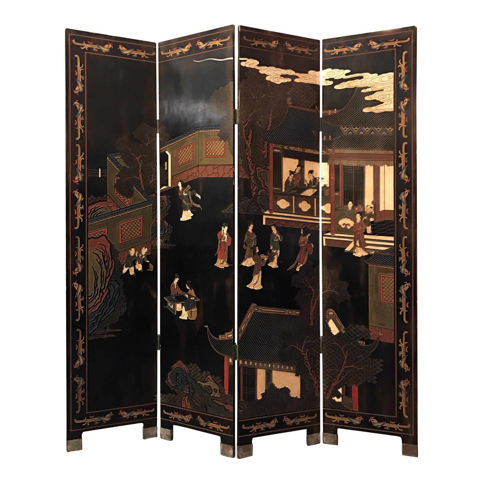 Vintage or Antique Japanese 4 Panel Room Divider Chairish